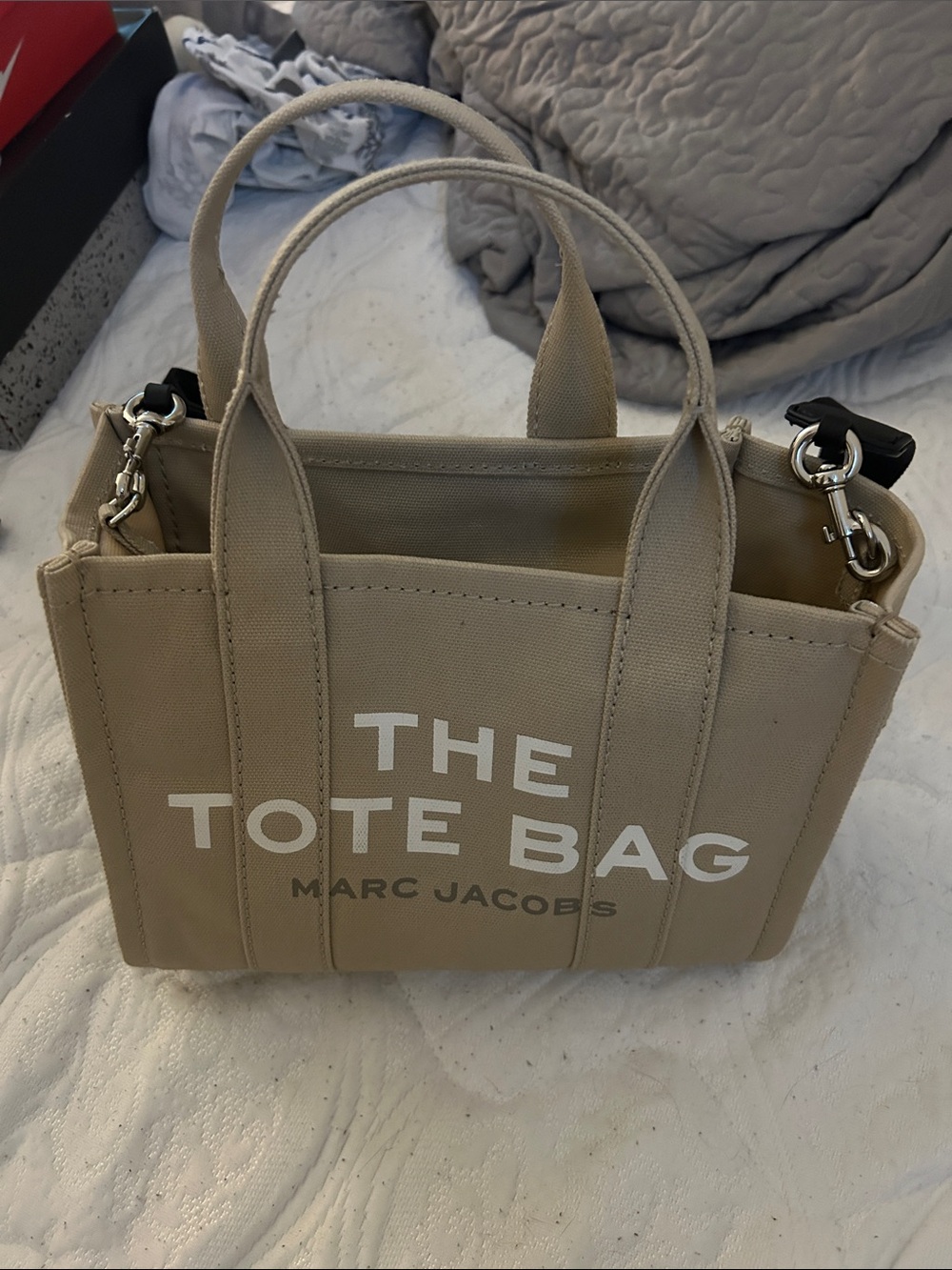 Marc Jacobs The Tote Bag - Beige Canvas with White Logo